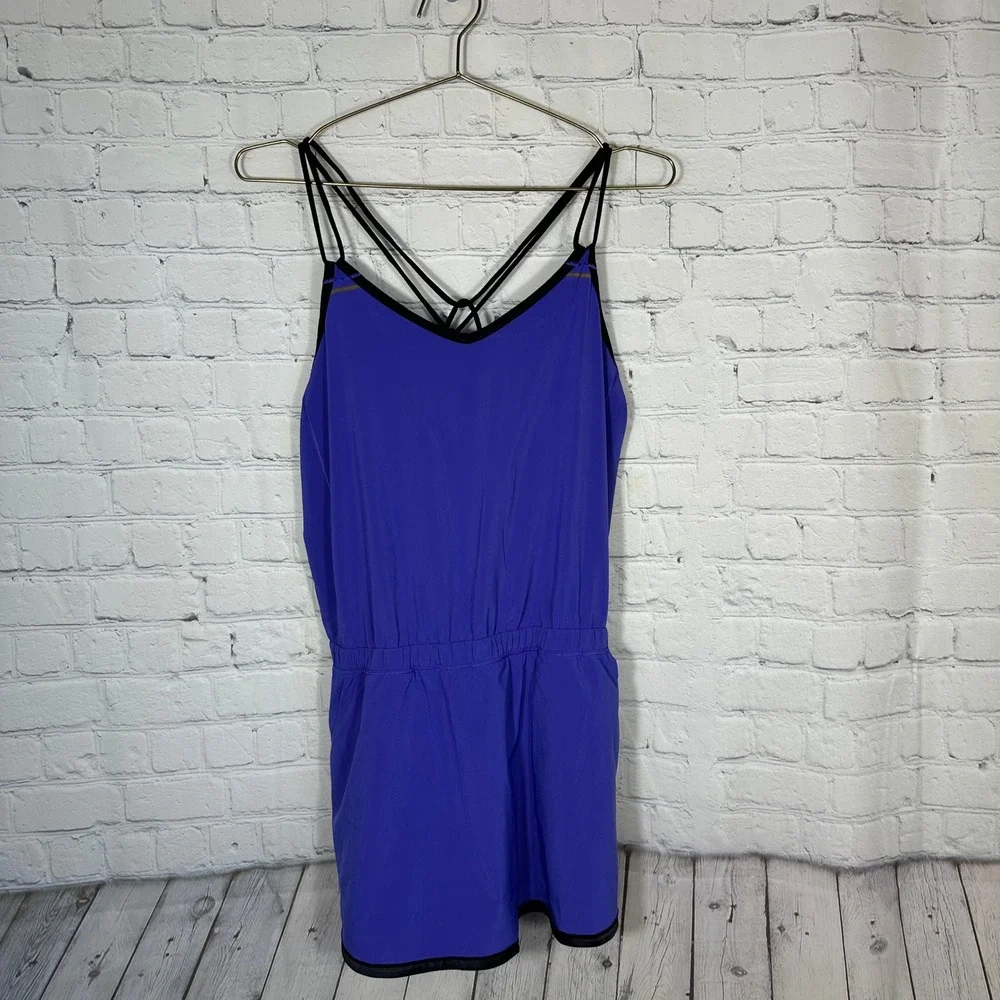 Lululemon Sweaty or Not Runsie Purple Strappy Back Athletic Romper Size 10